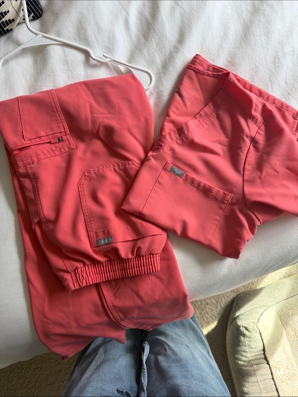 Figs Women’s Hot Coral Scrub Set - Medium/Medium Tall